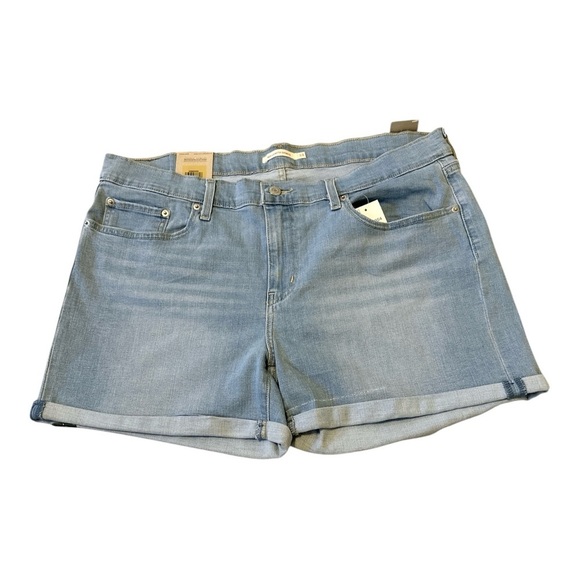 Levi's Women's Mid Length Shorts Indigo Light Wash Size 34 NWT Cuffed Flawed - Picture 1 of 8